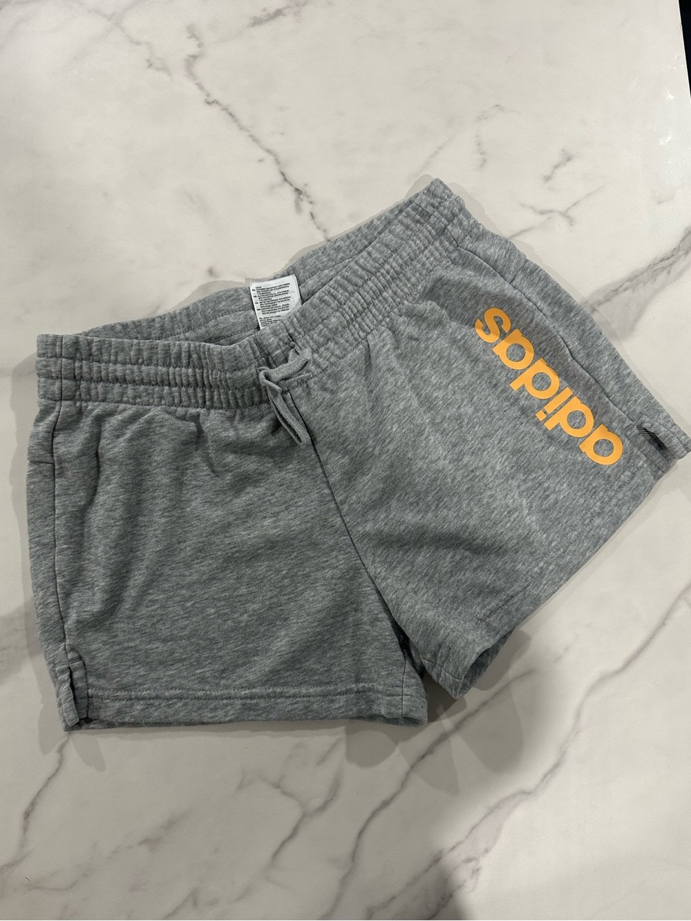 adidas Gray Athletic Shorts with Yellow Logo